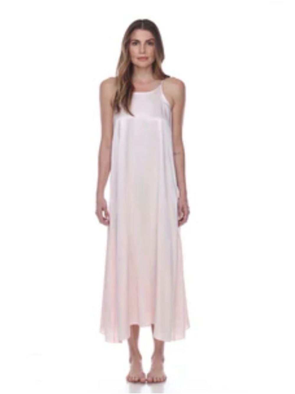 Silky Long Slip Nightgown – Light Pink